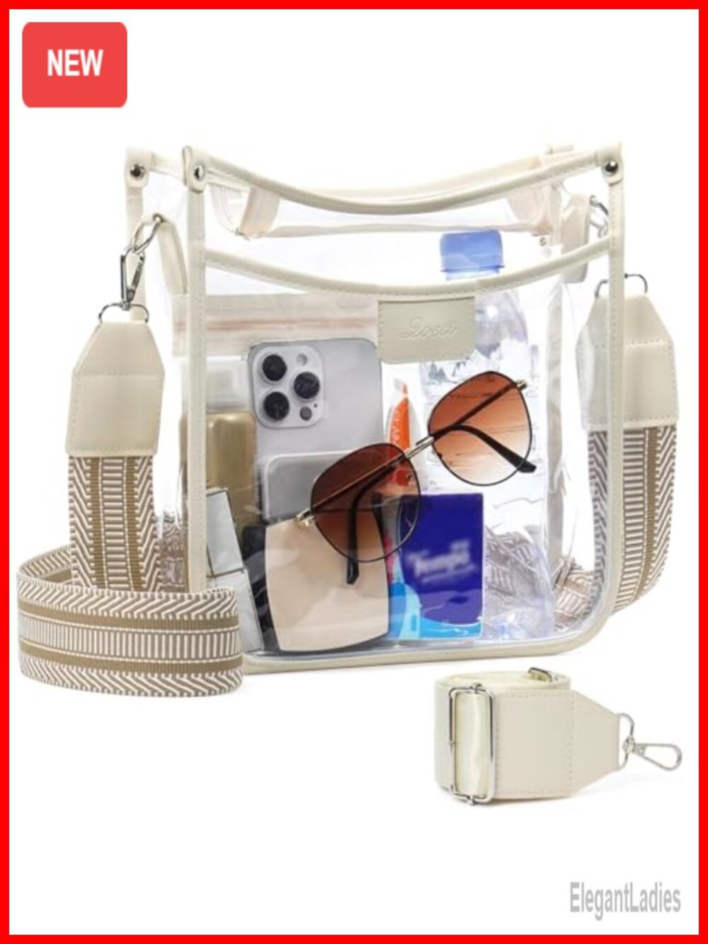 Clear Crossbody Purse Stadium Approved Adjustable Strap Plastic